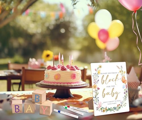 79 Pcs Baby Shower Boho Floral Decorate a Block Game Set, Games for Guest - Image 6