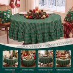 Romanstile Christmas Plaid Ruffled Round Tablecloth, 70 Inch Green - Image 6