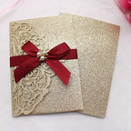 AdasBridal 25Pcs 250GSM Tri-Fold Glitter Wedding Invitations with RSVP Card - Image 5