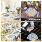 Briwooody 48 Set Amalfi Coast Lemon Hand Folding Fan with Organza Bag Bulk - Image 5