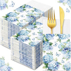 Potchen 100 Pcs Linen Feel Napkins Disposable, Hydrangea by Potchen