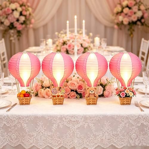 Palmhill 8 Sets 11.8" Hot Air Balloon Decorations Lanterns With Led Light - Image 5