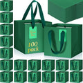 Windyun 100 Pcs Mini Paper Gift Bags with Handle 6 x 6 x 6'' Square Small Favor Bag with DIY Thank You Tag for Christmas Birthday Wedding Bridal Shower Bridesmaid Graduation Party (Green) by Windyun