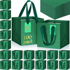 Windyun 100 Pcs Mini Paper Gift Bags with Handle 6 x 6 x 6'' Square Small Favor Bag with DIY Thank You Tag for Christmas Birthday Wedding Bridal Shower Bridesmaid Graduation Party (Green) by Windyun