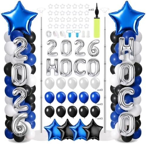 2 Sets Homecoming 2026 Balloon Column Stand Party Decorations Kits with Balloons Class of 2026 Hoco Balloon Tower Stand Kit for Homecoming Prom Party Photo Booth Props Backdrop Decor Party Supplies by Unknown