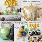45 PCS Fathers Day Gift for Dad Happy Birthday Foil Balloon Party Decorations Balloons Kit, "Best Dad Ever" Letter Balloons Navy Blue Gold Latex Balloons for Father, Father's Day Party Decor - Image 2