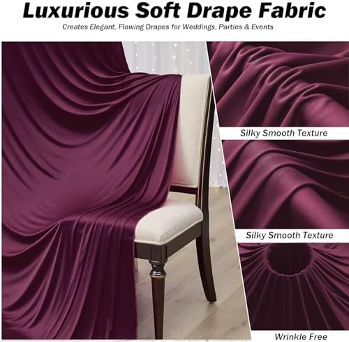 50x12 ft Burgundy Backdrop Curtains for Weddings, Birthdays and Photos - Image 4