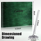 Geyee Leather Guest Book and Pen Stand Set, 10.5" x 8", Green - Image 2