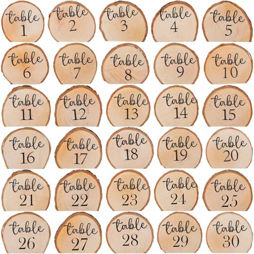 Novabright 30 Pcs 1 to 30 Numbers Rustic Wood Table Numbers Set Wedding Table Number for Wedding Centerpieces Banquet Seating Rustic Party Anniversary Event Decoration - Image 6
