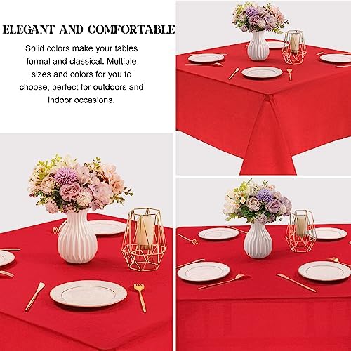 4 Pack Square Table Cloth 85x85 Inch Red Tablecloth Machine Washable Fabric Polyester Table Cover for Dining, Buffet Parties, Picnic, Events, Weddings and Restaurants（Red） - Image 3