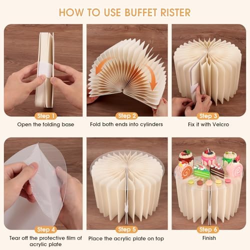 10 Pack Buffet Risers Foldable High Load-Bearing Food Display Risers for Buffet Table, Cylinder Cake & Dessert Stands for Weddings Party Catering Home Cupcake Stand Display with Clear Acrylic Tops - Image 5