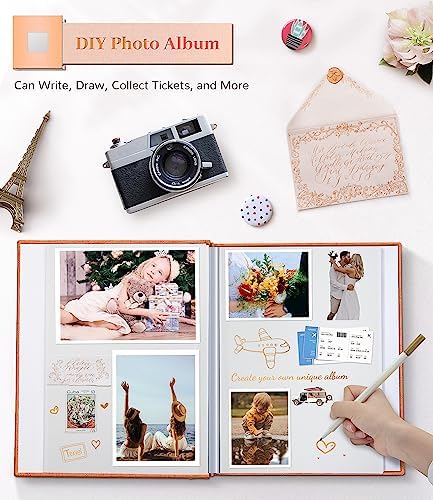 Artfeel Photo Album Self Adhesive Scrapbook Album for 3x5 4x6 5x7 8x10 Pictures,40 Pages Linen Cover with Display Window DIY Photo Book,Ideal Gifts for Family Travel Wedding Baby - Image 4