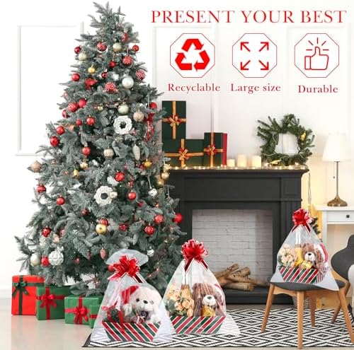 Thenshop 44 Pcs Empty Gift Basket Bulk,Basket Gifts, Red, Green, Stripe - Image 6