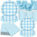 175Pcs Blue Plates and Napkins | Serves 25 Guests, Paper Plates, Napkins, Cups and Cutlery, Ideal for Boys Birthday Party, Baby Shower, Beach Gathering & Outdoor Picnic by Unknown