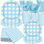 175Pcs Blue Plates and Napkins | Serves 25 Guests, Paper Plates, Napkins, Cups and Cutlery, Ideal for Boys Birthday Party, Baby Shower, Beach Gathering & Outdoor Picnic by Unknown