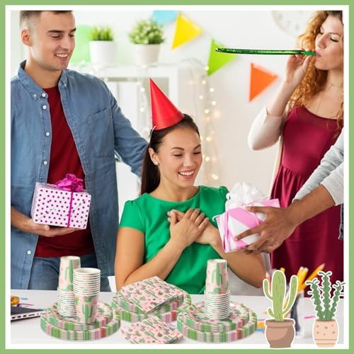 Hsei 250 Pcs Cactus Mexican Plates Napkins Cups Party Supplies Serves 50 - Image 5