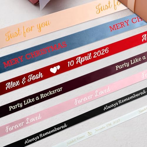 Personalized Ribbon Roll for Gift Wrapping with Text,3/4" Wide Custom Wedding Favors for Guests with Printed Name,Customzied Wrap Fabric Ribbon, Customizable Birthday Baby Shower Bridal Party Supplies - Image 3