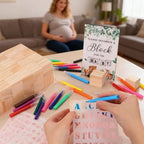 101 Pcs Baby Shower Blocks Games Sets, Baby Coloring Blocks for Baby Shower, 60 DIY 3.5cm Blank-Wooden-Block 4 Large-Stencils 36 Colorful-Marker 1 Decorate-Wooden-Sign, Baby Shower Blocks to Decorate - Image 7