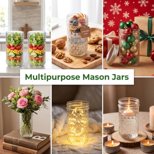 Accguan Mason Jars 12 oz,24 Pack Glass Pickling Jars with Regular Lid, - Image 5