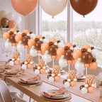 6 Sets Bear Baby Shower Decorations, Centerpieces,Brown by Unknown