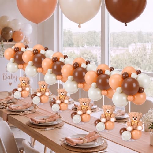 6 Sets Bear Baby Shower Decorations, Centerpieces,Brown by Unknown