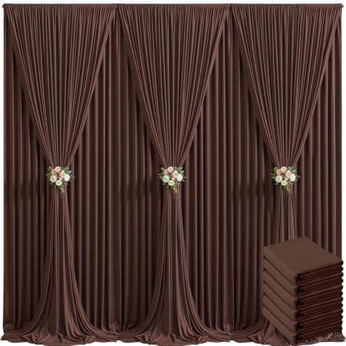 30ft x 10ft Brown Backdrop Curtain for Parties Wedding Brown Wrinkle Free Backdrop Drapes Panels for Baby Shower Gender Reveal Birthday Photo Photography Polyester Fabric Background Decoration by Suppromo
