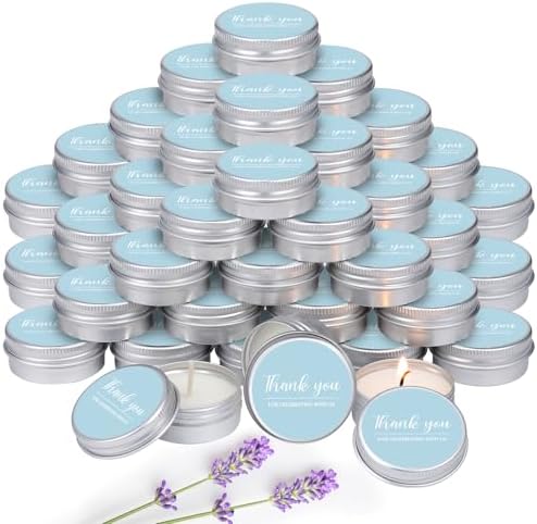 Mtlee 50 Pcs Blue Thank You Candles Wedding Baby Shower Party Favors by MTLEE
