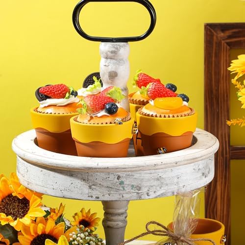 Leinuosen 12 Pcs Honey Bee Pot 3 Inch Honey Jars Cupcake, Yellow and Brown - Image 5