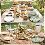 Mimorou 350 Pcs Green Brown Plates Cups Napkins Utensils Woodland - Image 6
