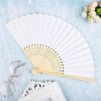 Abanicos De Mano para Fiesta 24PCS White Bamboo Paper Fan - Foldable (Wedding Gift/Party Decor) - Image 2