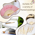 HJX 100Pcs Personalized Wedding Fan for Guests Engraved Paper Folding Fans - Image 6