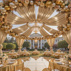 10 Panels 5ft(W) x 20ft(L) Champagne Backdrop Curtain for Wedding Parties by PartyVillage