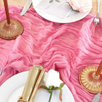 12 Pack Rose Pink Cheesecloth Table Runner 120 Inch Boho Wedding Decor - Image 6