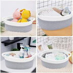 5 Pack Small Woven Cotton Rope Storage Basket with Gift Bags and Ribbons, Nursery Organizer Bin with Handles for Gift Laundry Home Organization, Grey - Image 7