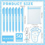 CTOSREE 250 Pcs Baby Favors - Includes Pens, Angel Keychains, Bags, Cards for Baby Shower, Gender Reveal (Blue, It's a Boy) - Image 2