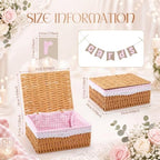 Gerrii Wedding Party Decoration 12 x 9.4 x 5.3 in Large Wicker Storage Basket with Lid Wedding Card Box and Card Banner Set Money Envelope Box Gift for Baby Shower Favor Supplies(Red Plaid) - Image 6
