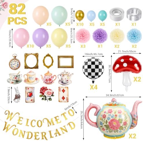 Gejoy 82 Pcs Wonderland Tea Party Decorations, Vintage Halloween Decor - Image 2