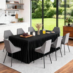 Wish Care 3 Pack Black Polyester Table Clothes for 8 Foot Rectangle Tables, Wrinkle Free Fitted Table Cover with Pleated Ruffle Table Skirt for Birthday Party Wedding Trade Show Event Display - Image 2