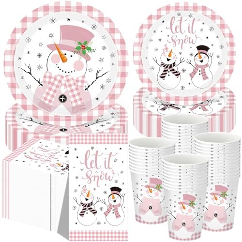 Funnymoom 250 Pcs Winter Snowman Party Decorations For Christmas by Funnymoom