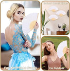 Qunclay 300 Pcs Paper Fans for Weddings Handheld Folding Fan, Pure White - Image 4
