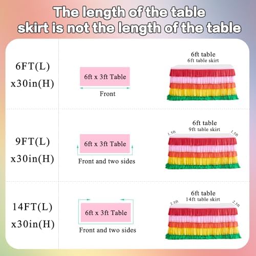 Rainbow Table Skirt Colorful Tutu Tablecloth for 14ft Rectangle Table Birthday Uincorn Indian Party Christmas Decoration - Image 4