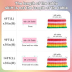 Rainbow Table Skirt 9ft Colorful Tutu Tablecloth for Rectangle Table Birthday Uincorn Indian Party Christmas Decoration - Image 5