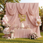 gogoparti 10x12ft Dusty Rose Backdrop Curtain, 2 Panels 5x12ft Thick Wrinkle-Free Polyester Fabric, Professional Photography Background for Wedding, Birthday, Baby Shower, Bridal Shower - Image 2