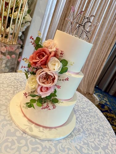 Rinlong 3Pcs Premade Cake Flowers, Pink Wedding Cake Decor - Image 4
