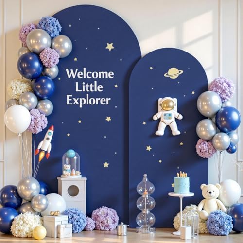 Navy Blue Arch Backdrop Cover Set of 2 Spandex 7.2 and 6ft Arch Covers Stretchy Backdrop Wedding Balloon Arch Stand Covers for Birthday Party Baby Shower Bridal Shower Banquet Photo Arches Background - Image 4
