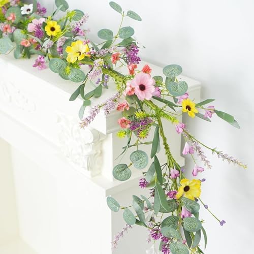 6.5FT Wildflower Garland Daisy Artificial Flowers Garland with Lavender - Image 5