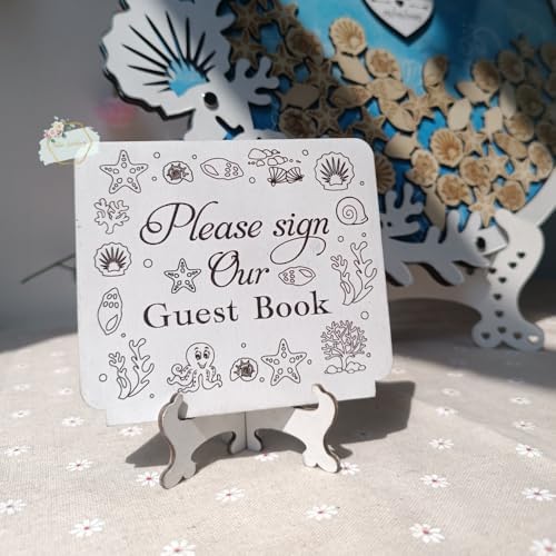 Beach Wedding Guest Book Alternative, Wooden Heart Drop Box Seashell Tokens - Image 4