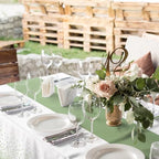 12Pcs White and Sage Green Tablecloth Decorations,Plastic White Table Cloth Printed Green Table Runner Disposable Rectangle Tables Cover for Birthday Wedding Anniversary Graduation Party,54 x108 Inch - Image 5