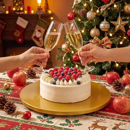 Wenqik 20 Inch Metal Cake Stand with Cake Knife and Spatula, Round Dessert Table Display Stand Metal Dessert Tray Serving Platter for Party, Wedding, Birthday, Baby Shower, Anniversary(Gold) - Image 6