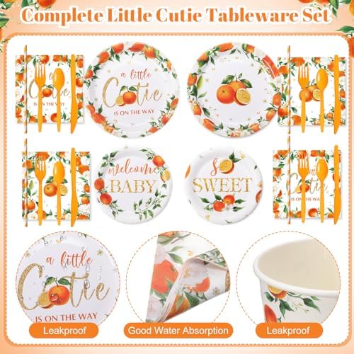 450 Pcs Tableware Set, Serve 50, Orange, Little Cutie Baby Shower - Image 3